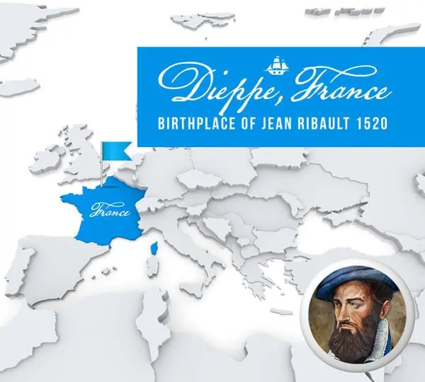 Dieppe, France the birthplace of French Huguenot Explorer Jean Ribault